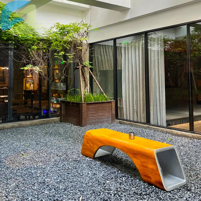Fiberglass Waiting Chair-Minimalist Design Square Commercial Outdoor Furniture For Hotels Shopping Malls Parks Gyms-Eco-Friendly