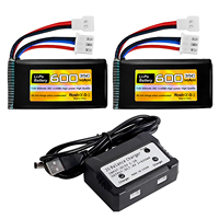 2PCS 7.4V 600mAh 35C 2S Lipo Battery With Molex Plug+2-In-1 Charger For FMS FCX24 RC Cars,Remote Control Electric Climbing Car