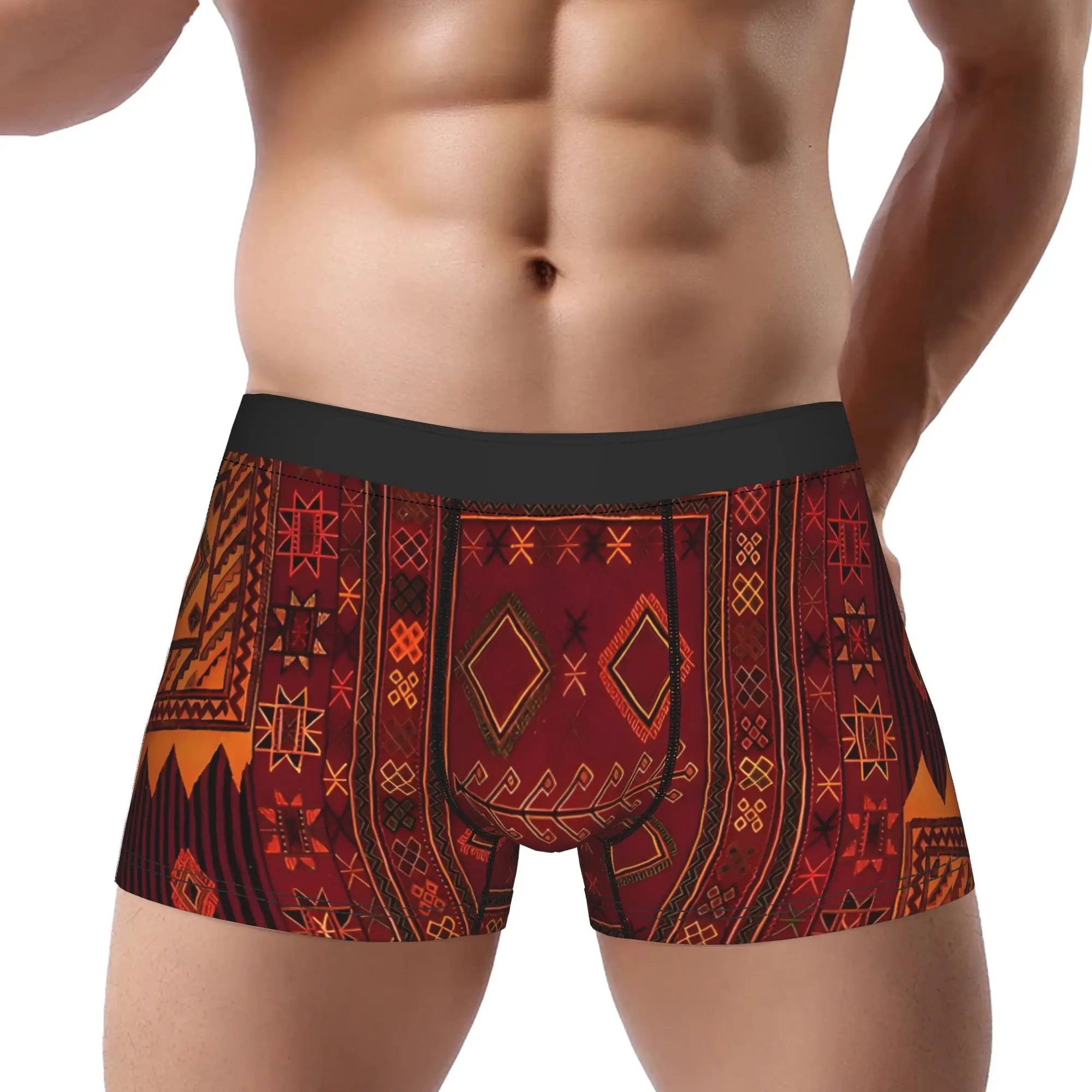 1piece  Traditional Moroccan Artwork Underpants Breathbale Panties Male Underwear Print Shorts