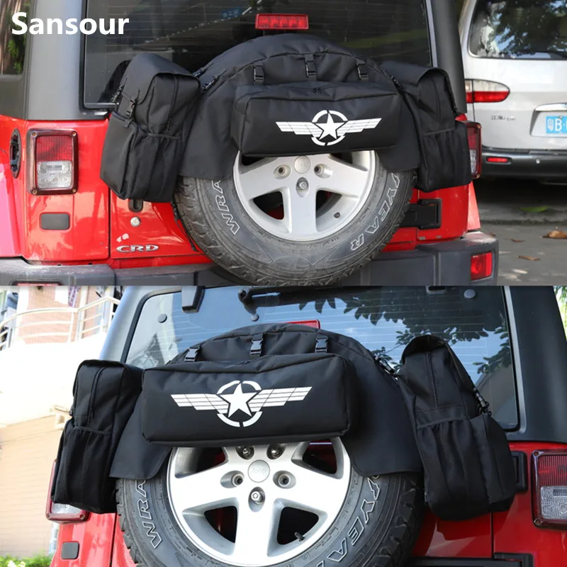 

Stowing Tidying Spare Tire Multi Functional Camping Tool Bag Rear Trunk Pet Mat For Jeep Wrangler JK JL 07 Up Sansour