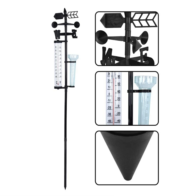 Imagem -05 - Estação Meteorológica do Jardim Estação Meteorológica Medidor de Chuva Medidor de Vento e Termômetro para Jardim Fazenda Campo
