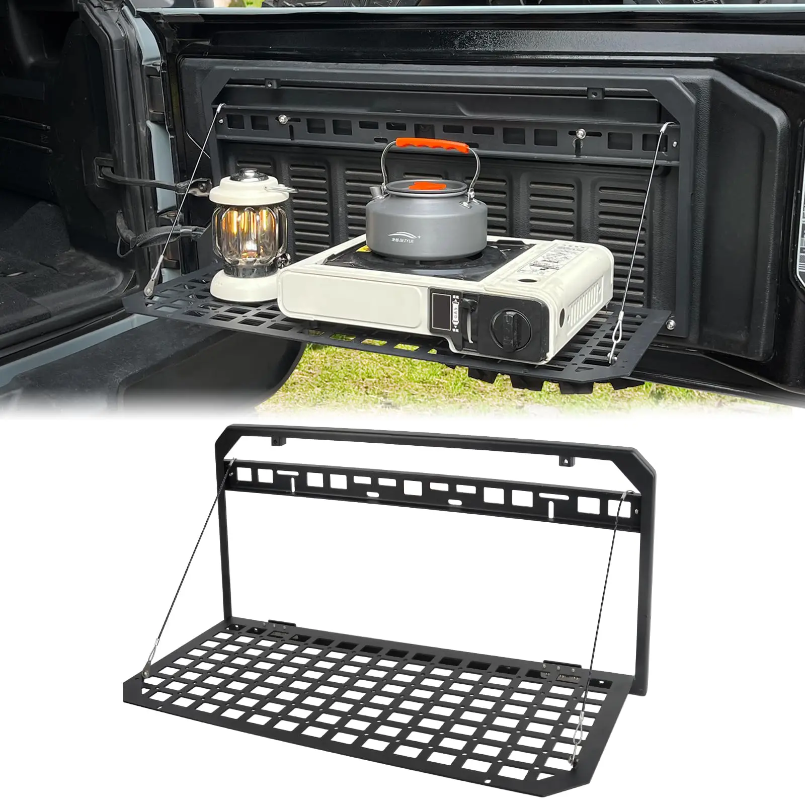 

Trunk Tailgate Tactical Molle Panel Foldable Outdoor Table Rear Cargo Shelf For Jeep Wrangler 2007-2018 JK JKU 2018-2022 JL JLU