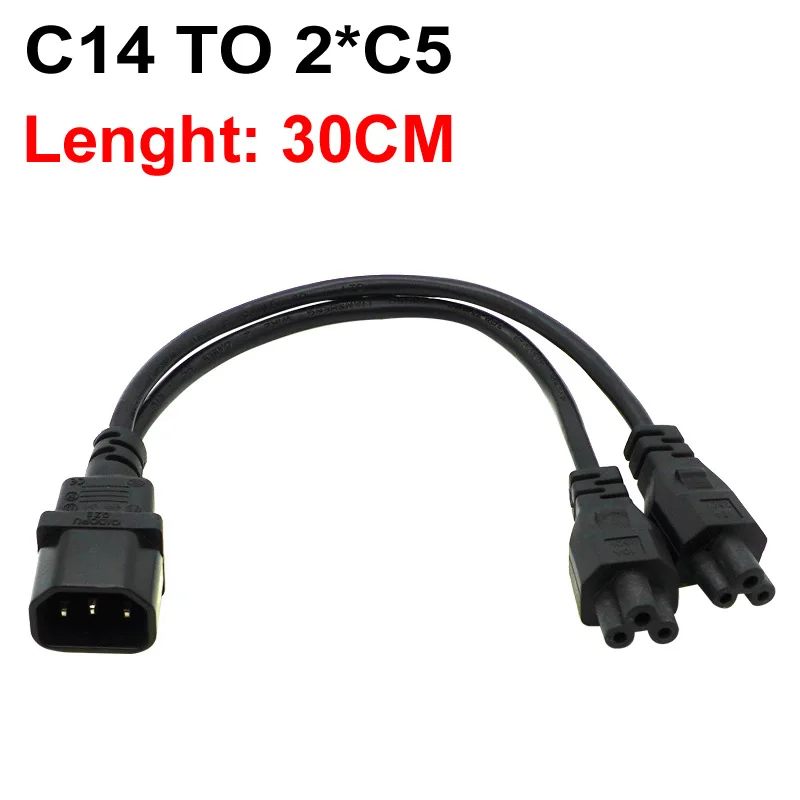 30CM 110V-250V 10A IEC320 C14 TO 2*C5 Y Splitter AC Power Adapter Cable Cord For PC Monitor Scanner Printer