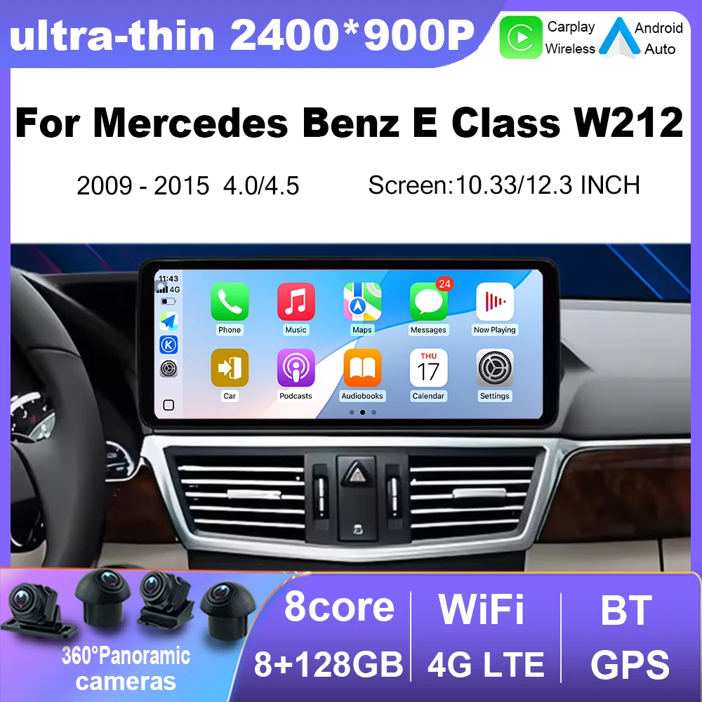 

QLED Screen Carplay Car Radio Multimedia Player For Mercedes Benz E Class W212 2009 - 2016 4G Android 15 Auto Accessories Stereo