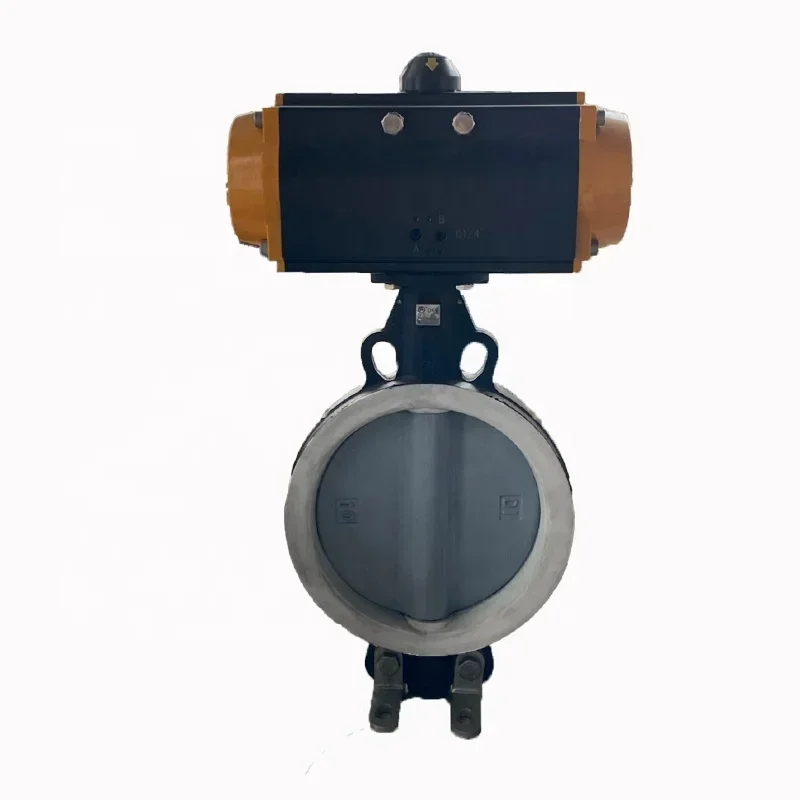 Hot SalesFor DN100 WCB Pneumatic Fluorine Lined Butterfly Valve Ductile Iron Valve Actuator Wafer Type
