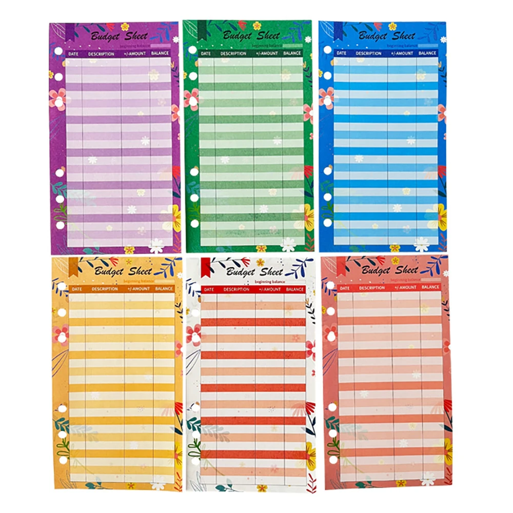 12 Sheets A6 Budget Sheets Expense Tracker Fit Budget Loose Leaf Notebook Refill Spiral Binder Inner Page