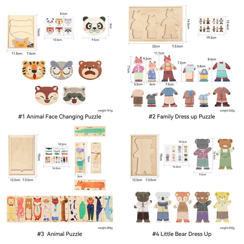 어린이를위한 3D 나무 직소 퍼즐 만화 동물 손 눈 조정 게임 아기 교육 퍼즐 장난감 아기 퍼즐 선물