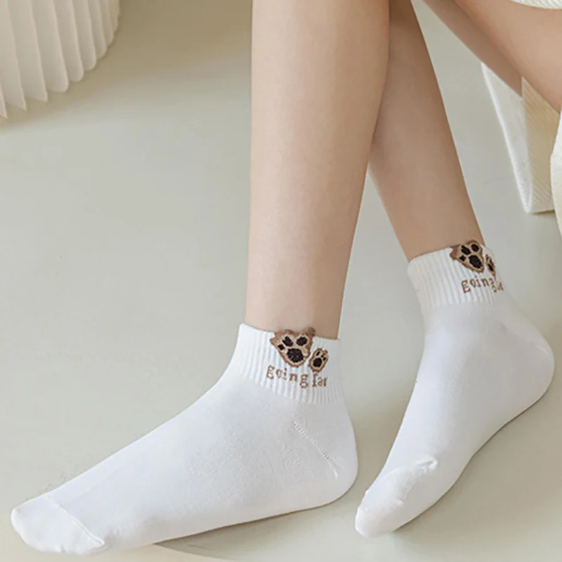 5/10 أزواج المرأة لطيف الدب الجوارب الكاحل الجوارب تنوعا المألوف الإبداعية تنفس مريحة الجوارب غير رسمية