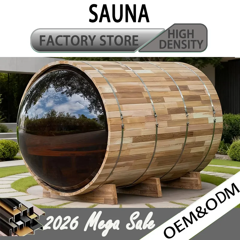 Factory Direct Outdoor Cedar Sauna Room Dry Wet Dual Use Barrel Panoramic Heavy Duty All Weather Waterproof Durable for Patio