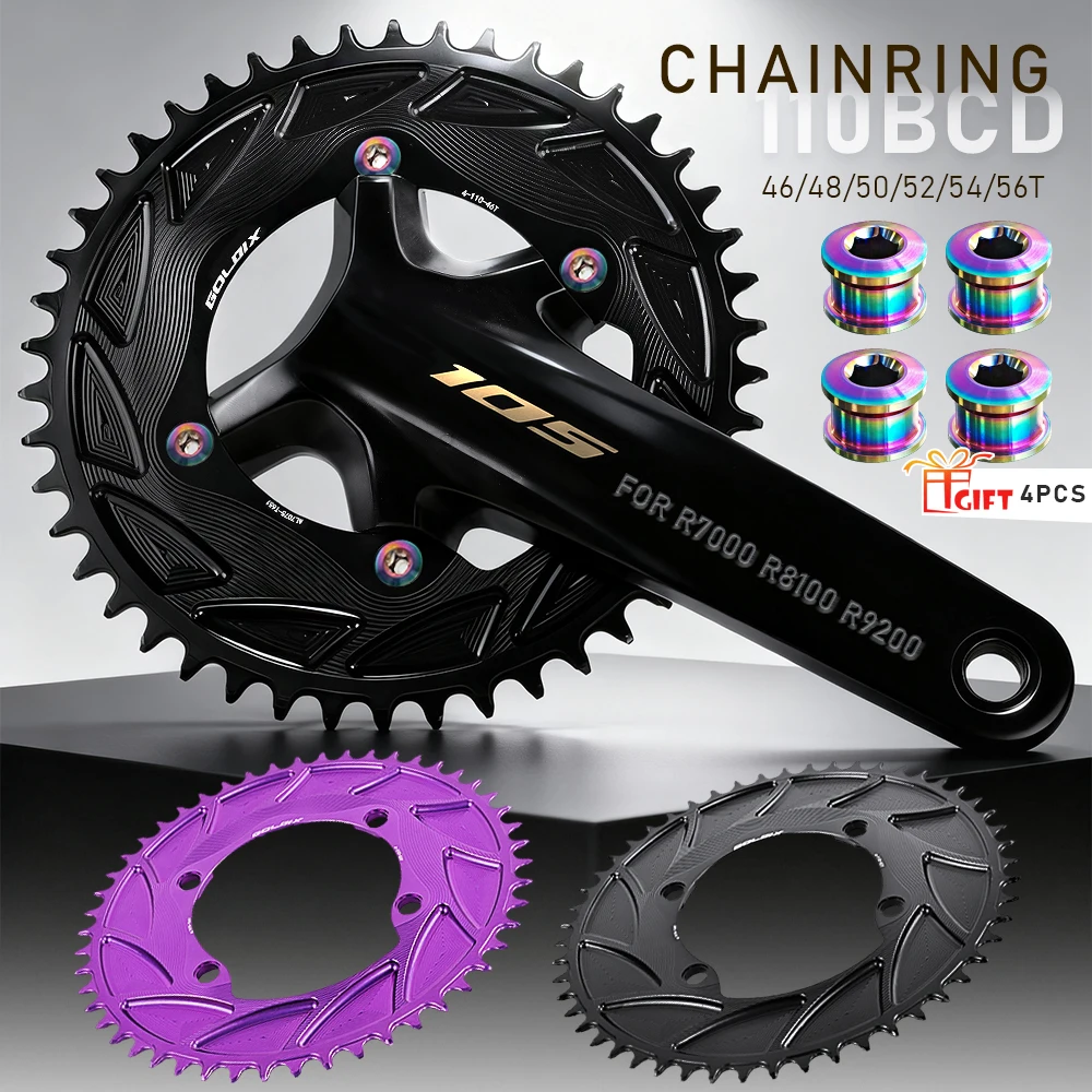 

110BCD Road Bike Chainwheel 46/48/50/52/54/56T Bicycle Chainring for Shimano R7000 R8000 R9200 105‌ Ultegra Dura-Ace Crank