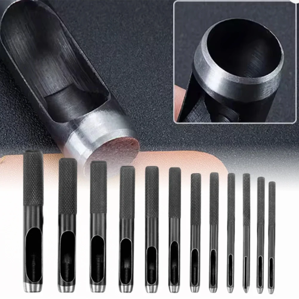 DIY Crafts Home Repair 1-10mm Hollow Punch Set Leather Hollow Punch Set Watch Band Punch Heat-treated Carbon Steel
