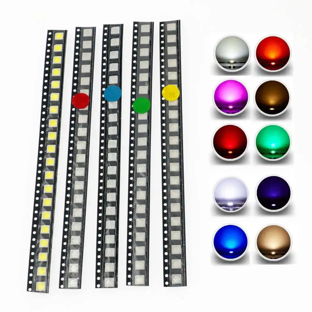 5050 (2020) SMD LED Emitting Diode Assorted kit Lamp Chip Warm Cool White Red Green Blue Yellow Orange UV Pink Light Beads