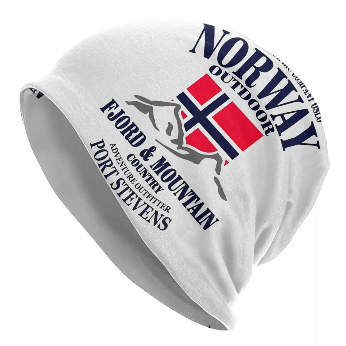 Norway Flag - Fjord & Mountain Beanie Hats Bonnet Hats Adult Unisex Vintage Kpop Knit Hat Spring Graphic Elastic Caps