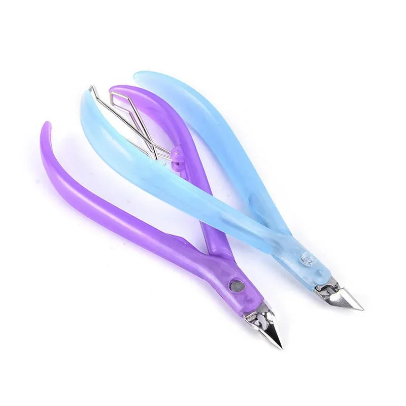 1Pc Useful Pro Nail Scissors Random Color Stainless Steel Cuticle Cutter Nippers Clipper Tool Home Manicure