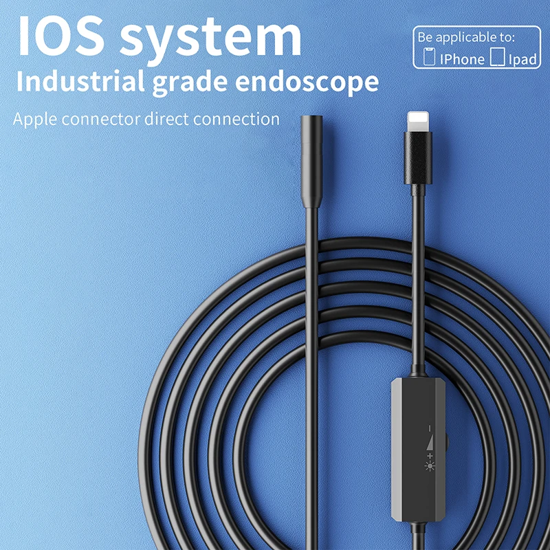 GUANMOU Endoscope Camera 2.0MP HD Borescope with 8 Adjustable LED Lights 8mm Inspection Camera Supports IOS System