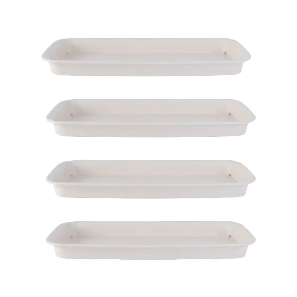 Bandeja retangular para vaso de flores, 4 unidades, material pp, design aprofundado para uso interno e externo, bases para vasos de plantas, jardinagem, panelas de água, jardim