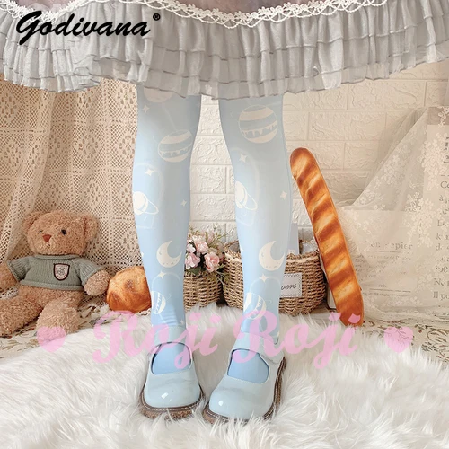 

Fashion Lolita Socks for Women Spring Summer Tube Socks Velvet Print Knee Socks Lolita Japanese Stye Thigh High Stockings