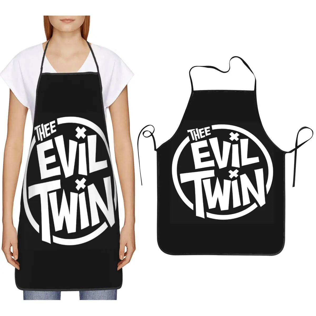 

Фартуки Thee Evil Twin, шеф-повар, кулинария, кухня, нагрудник без рукавов, кухонный сарафан для чистки для женщин и мужчин, живопись