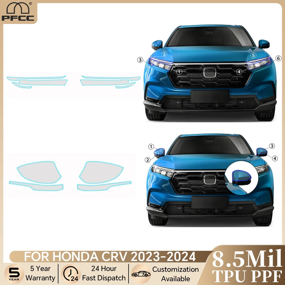 

For HONDA CRV CR-V 2023-2025 Pre-cut PPF Clear Bra Car Headlight Rearview Door Extended TPU Paint Protection Film Anti-scratch