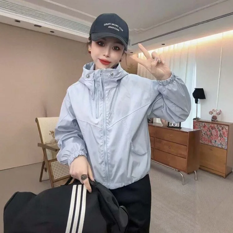 Women's Short Lightweight Loose Breathable Sun Protection Clothing Large Size Comfortable Trench Coat Summer Autumn Outerwear