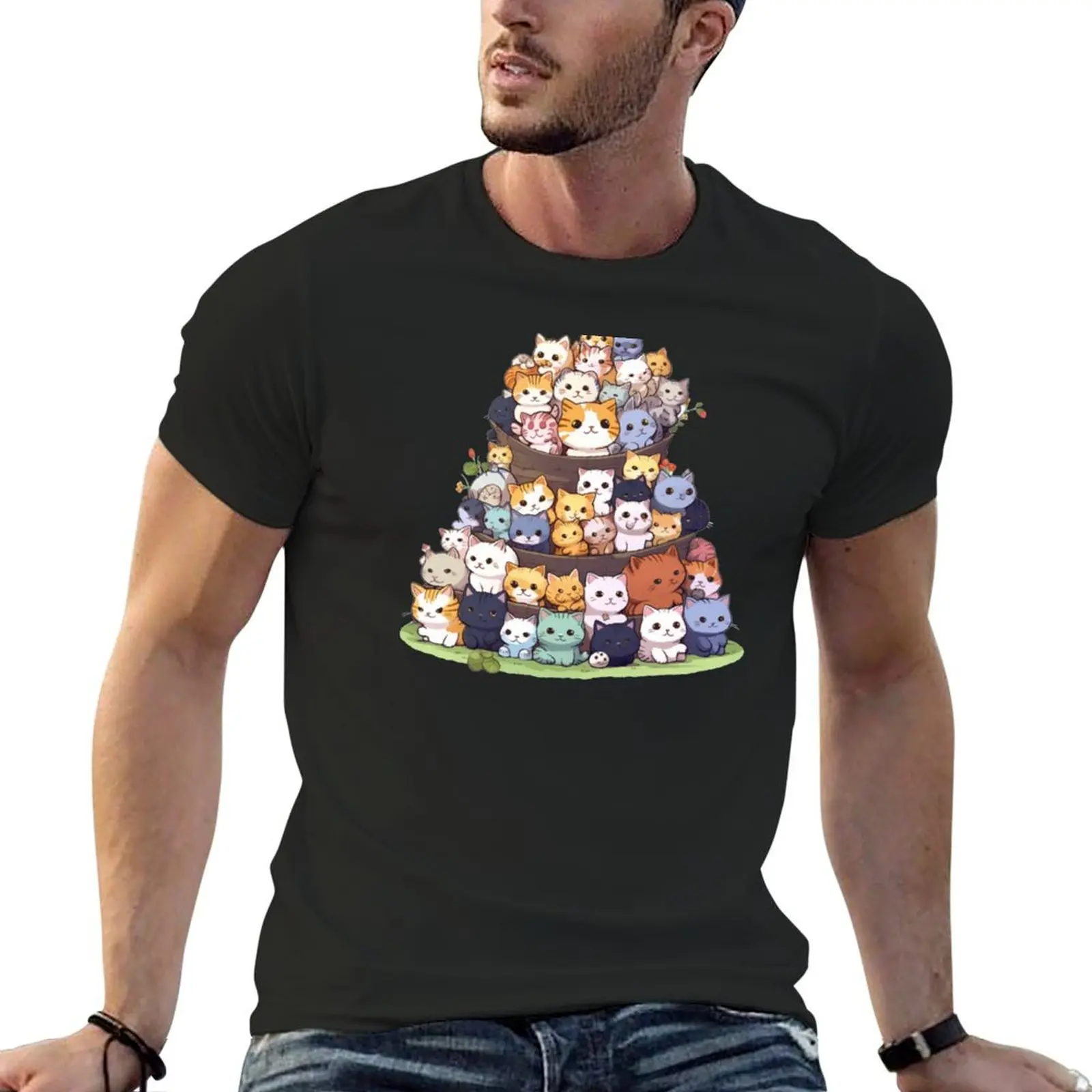 Neko Atsume T-Shirt baggy shirts basketball graphic tees mens t shirts pack