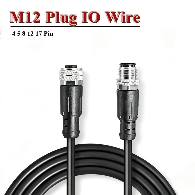 M12 4 5 8 12 17 Pin Shielded IO Cable Waterproof Aviation Plug Wire M12 Encoded Sensor Connector Line Male Female Network Cable