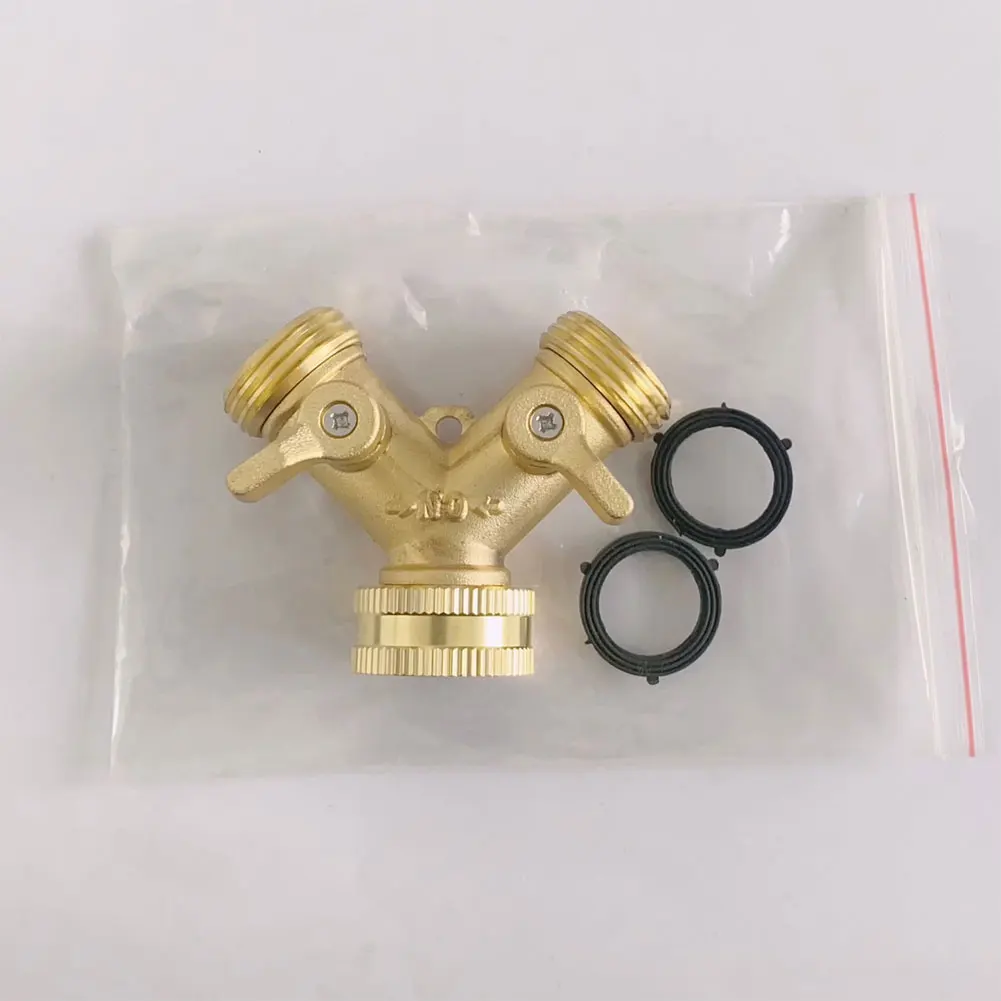 

2-ходовой разветвитель шланга, латунный 2-ходовой адаптер, сверхмощный садовый шланг, Y-разветвитель, вращение на 360 градусов, регулируемый для сада