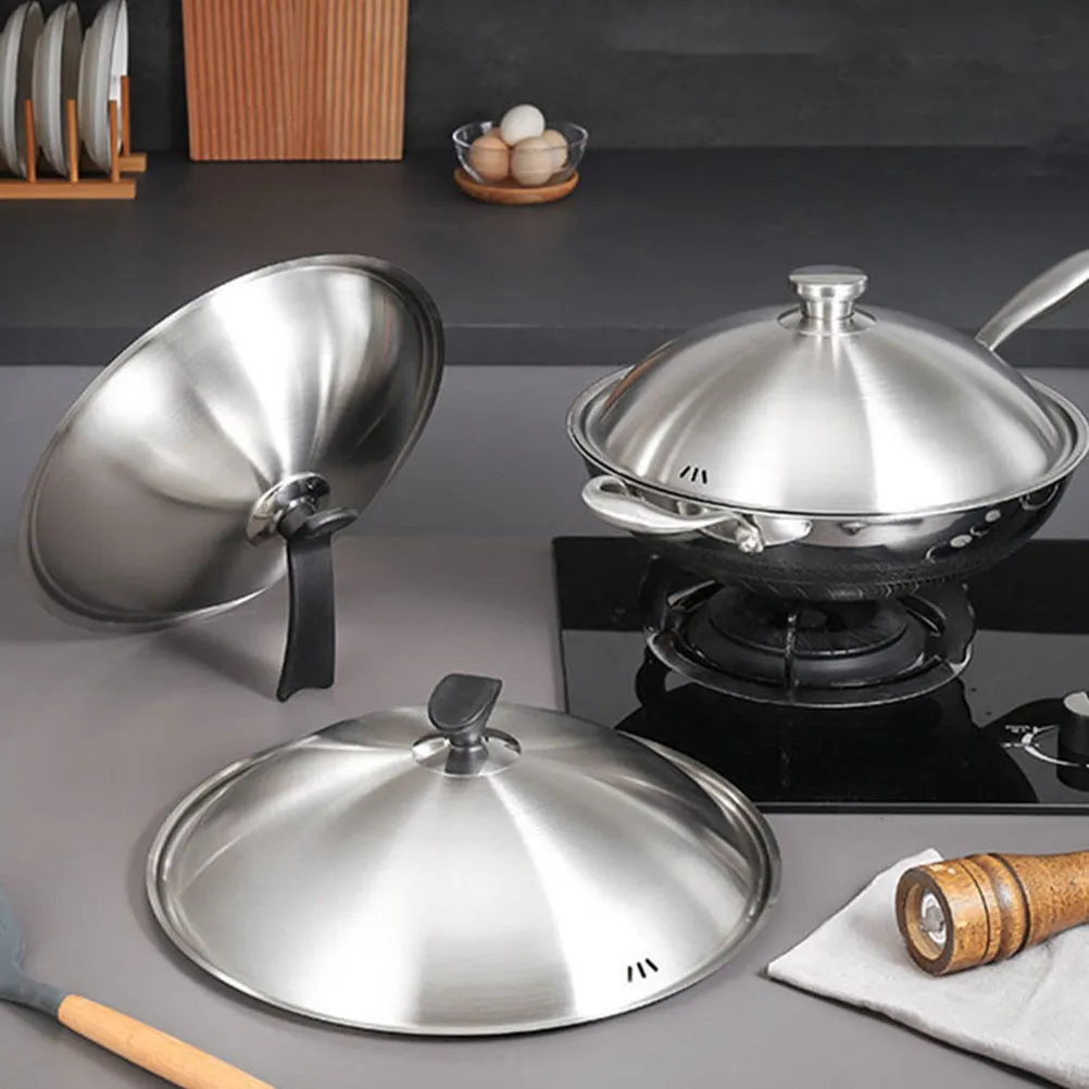 Stainless Steel Pot Lid Universal Replacement for Pans Pots Skillets Frying Woks Steaming Boiling with Comfort Grip Knob High