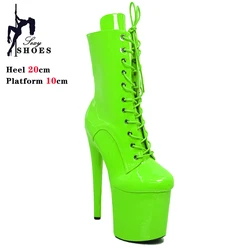 New 20cm/8Inchs Ankle boots for Women Heels Platform Lace Up Pole Dance Stripper Shoes Short Boot Spring Autumn Large Size 44