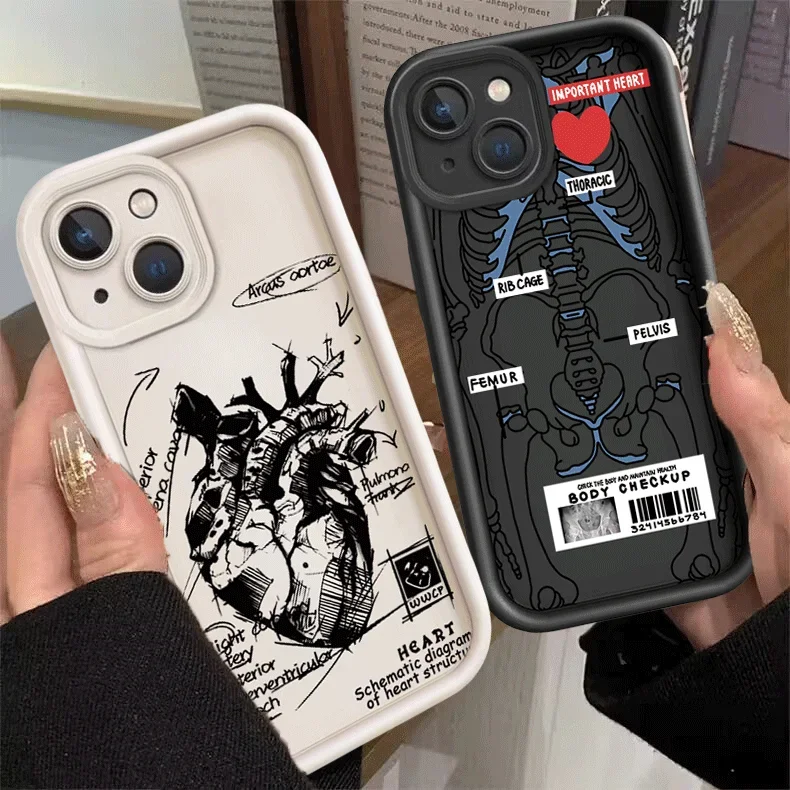 Cardiovascular Model Heart Medical Skull Case For Samsung Galaxy S26 Ultra S25 FE 5G S24 S23 S22 Ultra Plus A56 A54 A53 A17 5G