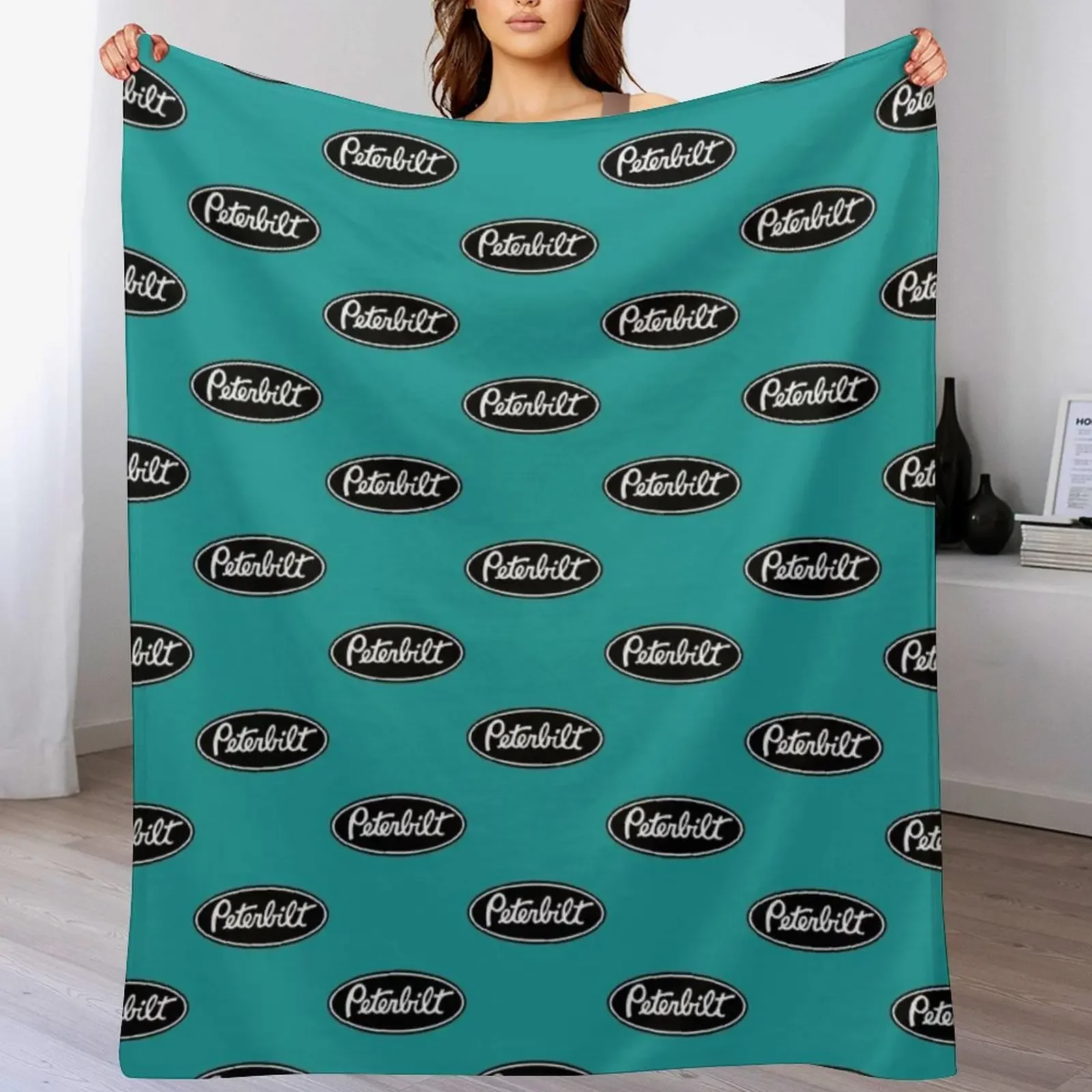 

Peterbilt Truck logo Black white Throw Blanket Vintage Furry Blankets For Bed Blankets