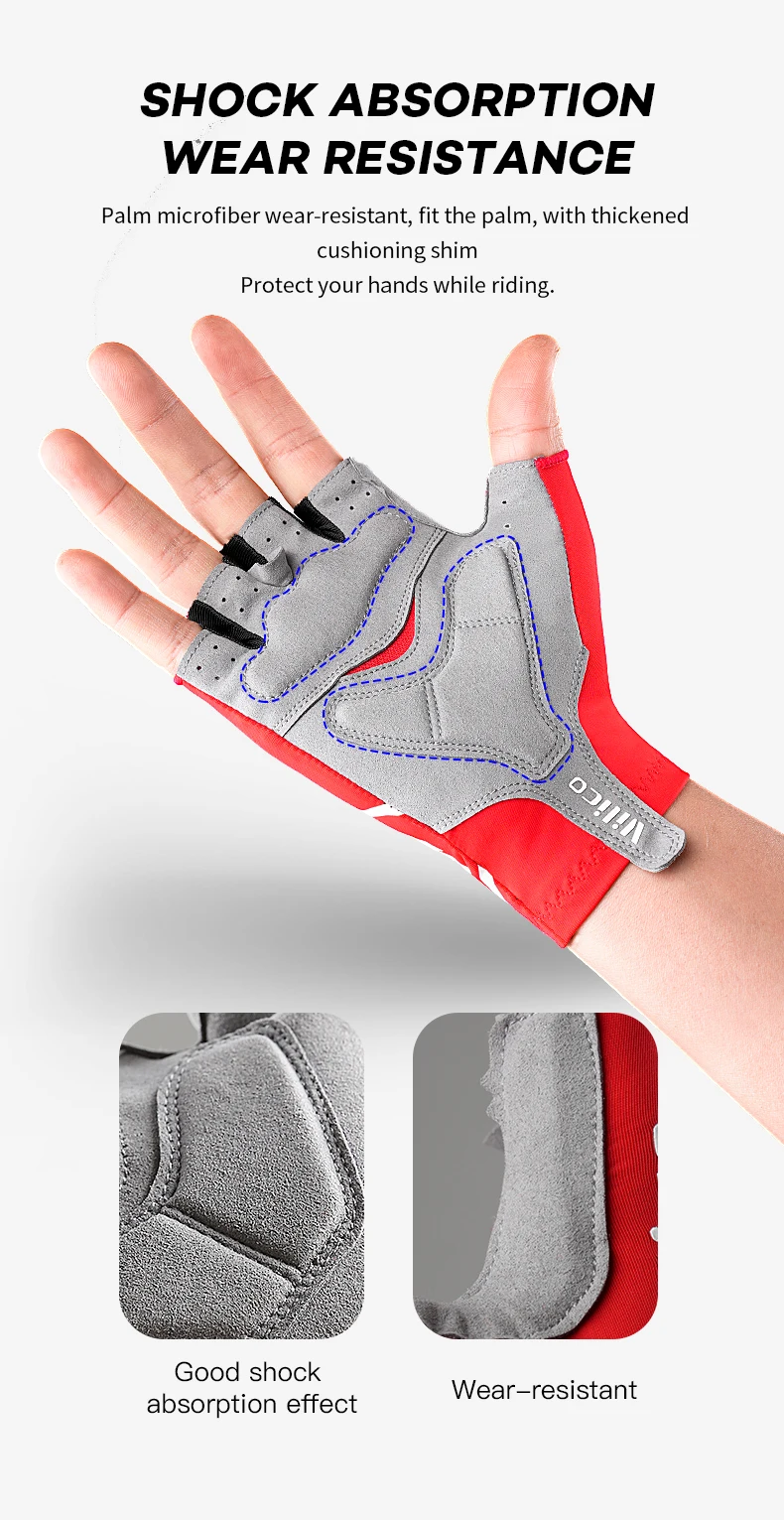 Halbfinger-Fahrradhandschuhe für Outdoor-Sportarten, rutschfeste Fitness- und Gewichtheberhandschuhe für Herren und Damen, halbfingerige Fahrradhandschuhe – Detail 7