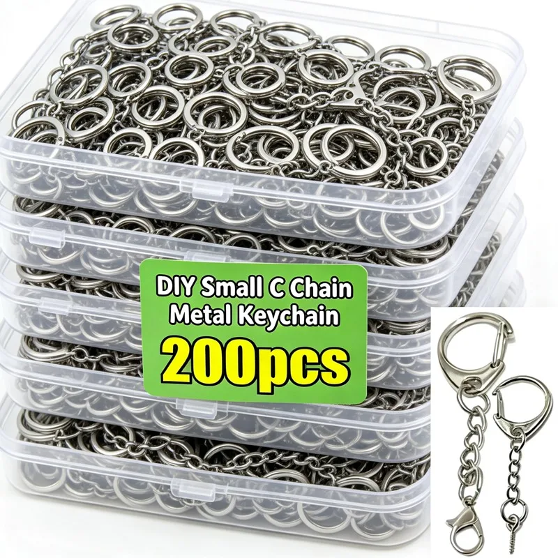 10-200pcs DIY Metal Lobster Clasp Keychain Stainless Steel Swivel Snap Hooks Keychain Fashion Jewelry Making Keyring Accessories