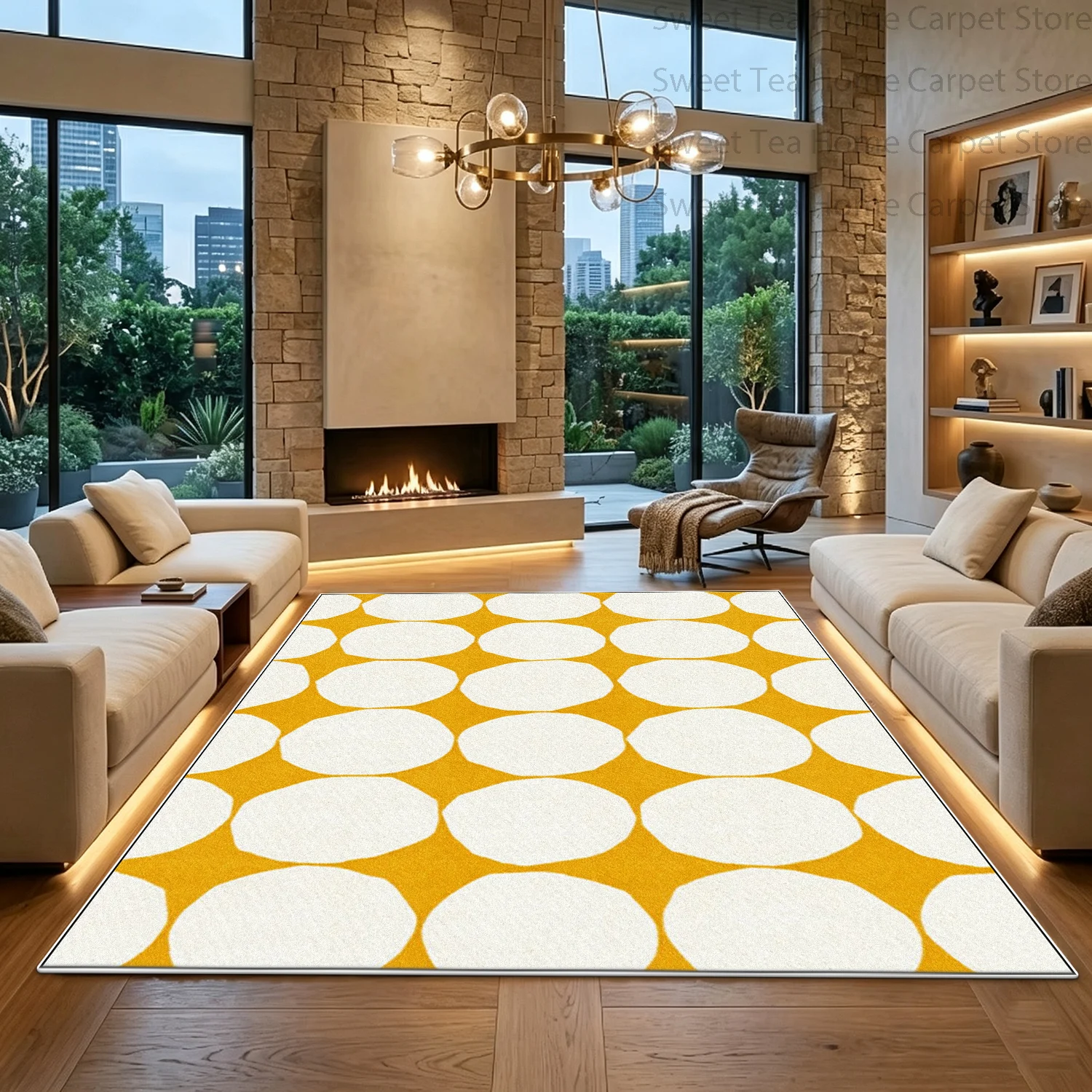 Modern Geometric Style Living Room High-end Carpet Decoration Bedroom Antiskid Washable Bedside Mat Soft Fluffy Study Large Rug