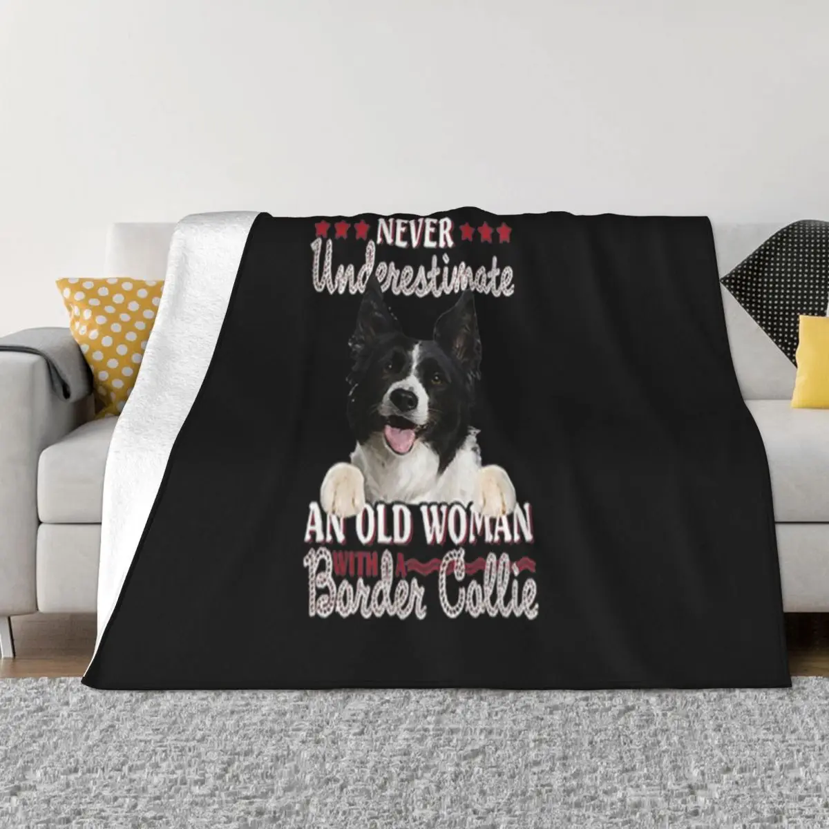 Never Underestimate An Old Woman With A Border Collie Cool New Brand Girl Womens Farmhouse Throw Blanket