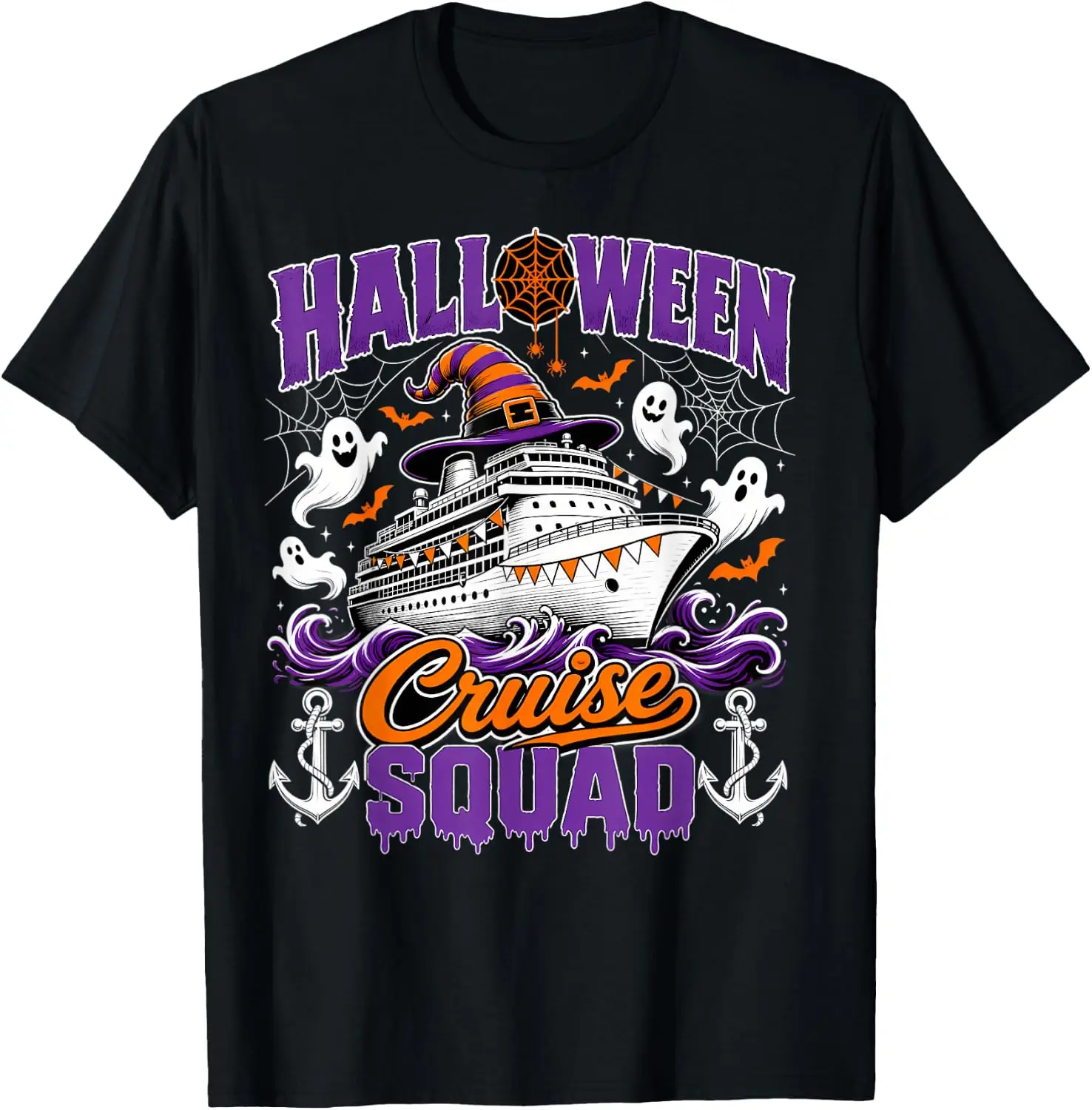 Halloween Cruise Squad Boo Ghosts Witch Ship Boys Kids T-Shirt Unisex Fashion Printed T‑Shirt for Men Women, 100% Cotton Crew Neck Soft Lightweight Anti‑Pilling Tees,fashion printed t‑shirt, unisex graphic tee, , casual gift t‑shirt