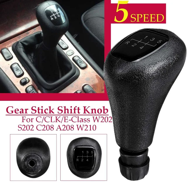 5 Speed Manual Leather Gear Shift Knob Shifter Lever for Mercedes Benz C Cl  W202 CLK Cl  W208 E Cl  W210