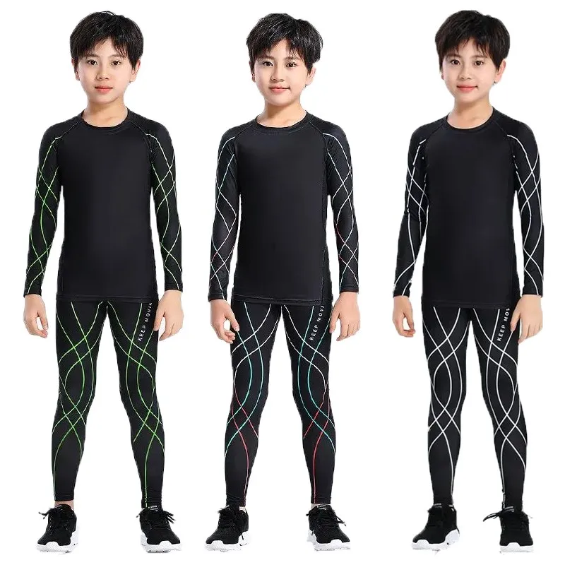 Men Women Kid Football Running Sets Children Boy Girl Fitness Basketball Exercise Training Sport Soccer Top Tee + Legging Pant 2