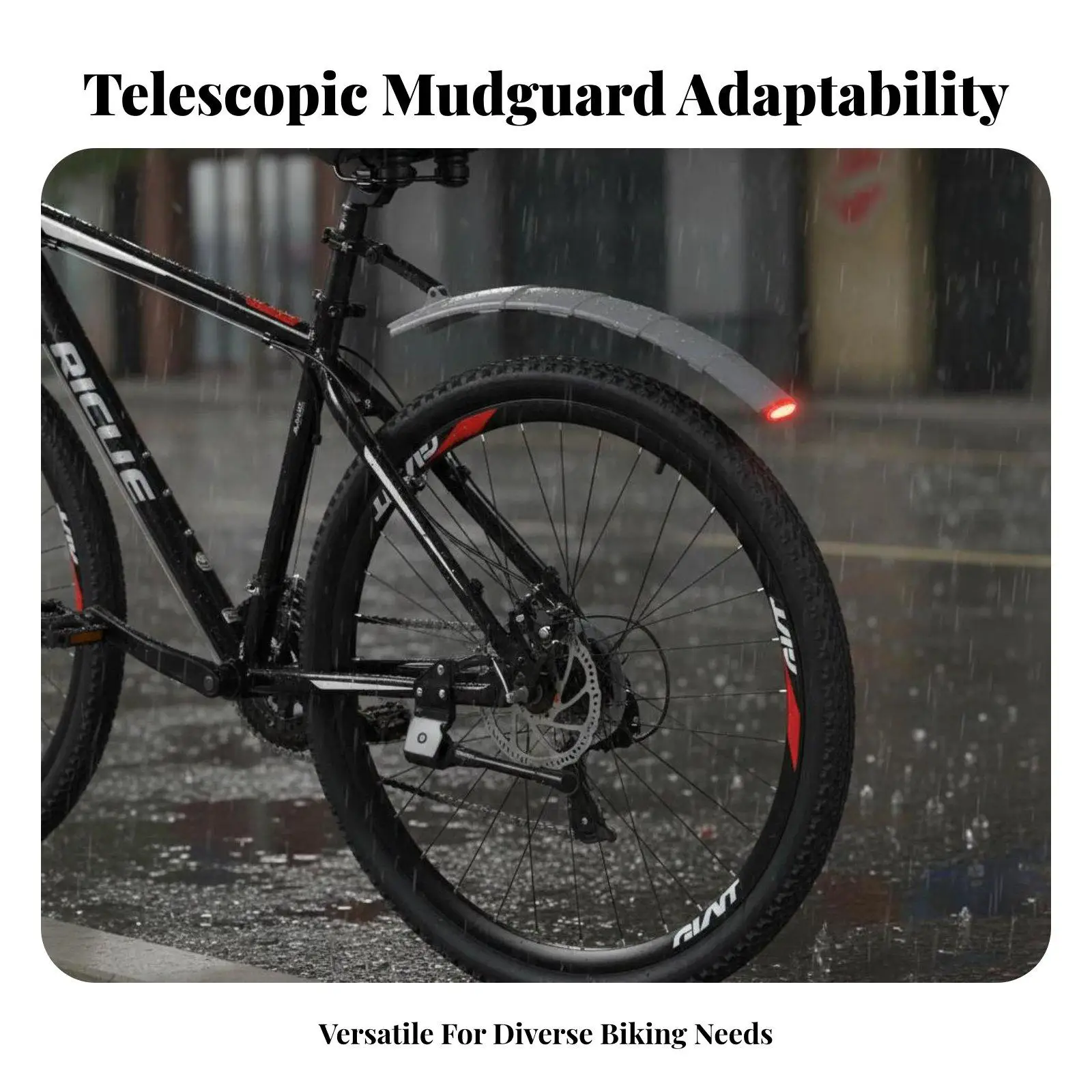 Bike Mudguard for Gravel Bike Telescopic Design with Taillight Water Shedding Bicycle Shield