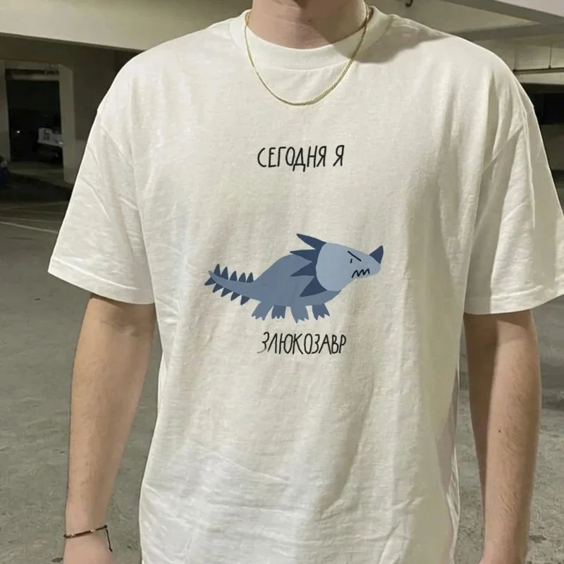 Oversized Cotton T Shirt Women, Short Sleeve Cartoon Hedgehog Graphic, Tee Loose Crew Neck White, Summer Streetwear Casual Top
