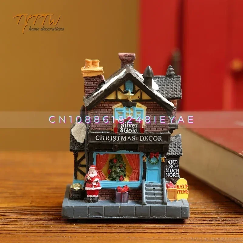Christmas Decorations Luminous Cottage House Scene Layout Atmosphere Night Light Creative Cute Gift Ornaments