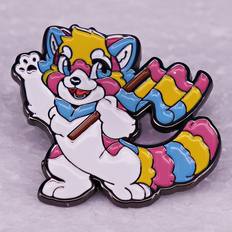 LGBTQ + بانشيال Fursona المينا دبوس لطيف الحيوان المعادن شارة دبابيس الجينز الستر الملابس والمجوهرات هدية عيد الحب #1