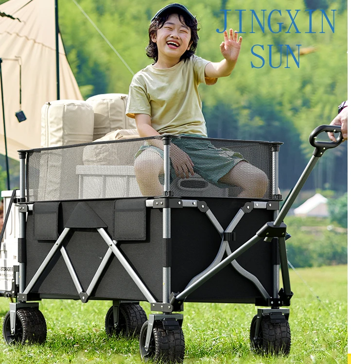 Camping Cart Foldable Fishing Hand Push Outdoor Picnic Children's Hand Pull Cart Stand Trailer Board Camping