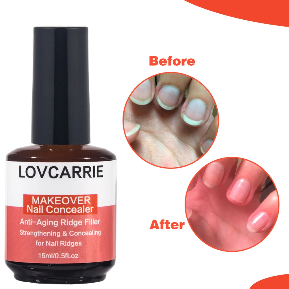 Lovcarrie คอนซีลเลอร์ทาเล็บ15มล. ปกติทาเล็บต่อต้านริ้วรอยแวววาวทำเล็บสีชมพูนู้ดแห้งเร็ว