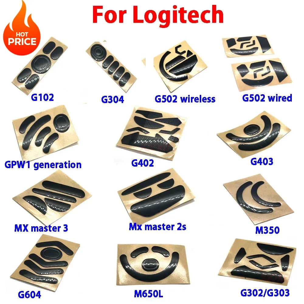 Juego de almohadillas para patines de pies de ratón, color negro, para Logitech G304 G305 G PRO G303 G302 G602 G502 G500 G500s, pegatina antideslizante, 1 Juego