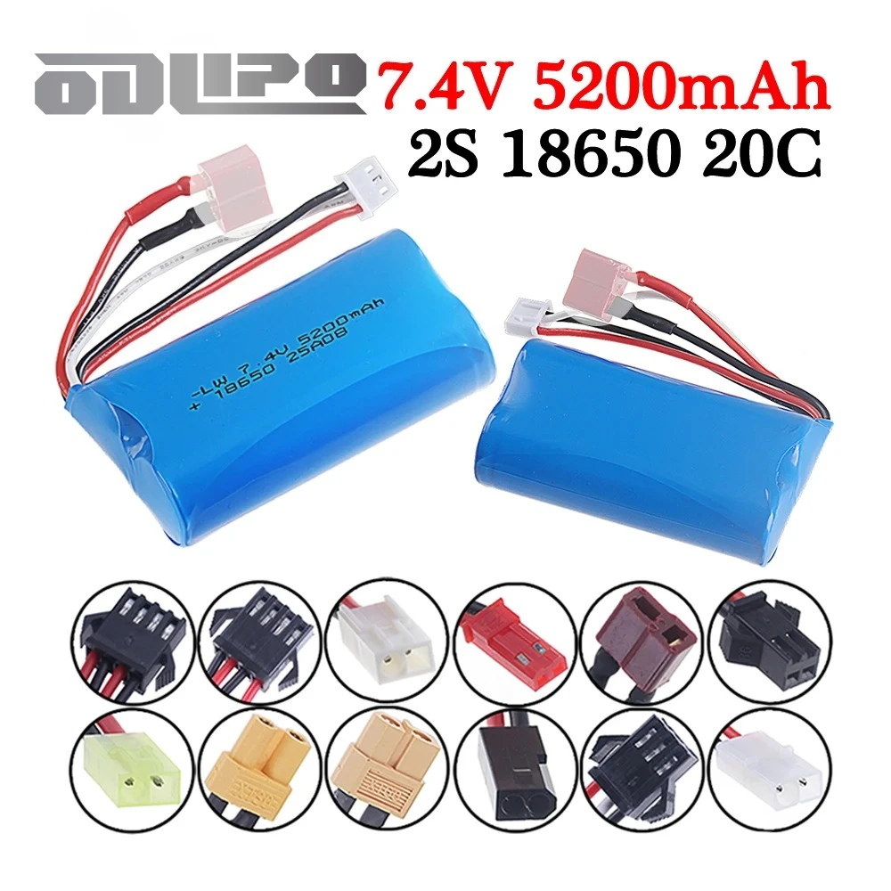 18650 Аккумулятор 7,4 В 5200 мАч 20C для MJX T40 T40C F39 F49 T39 Запчасти для Wltoys 10428 X9115 RC Cars BG1513/MZ 2856 2S Аккумулятор FT009 18650 Аккумулятор 7,4 В 5200 мАч 20C для MJX T40 T40C F39 F49 T39 Запчасти для Wltoys 10428 X9115 RC Cars BG1513/MZ 2856 2S Аккумулятор FT009