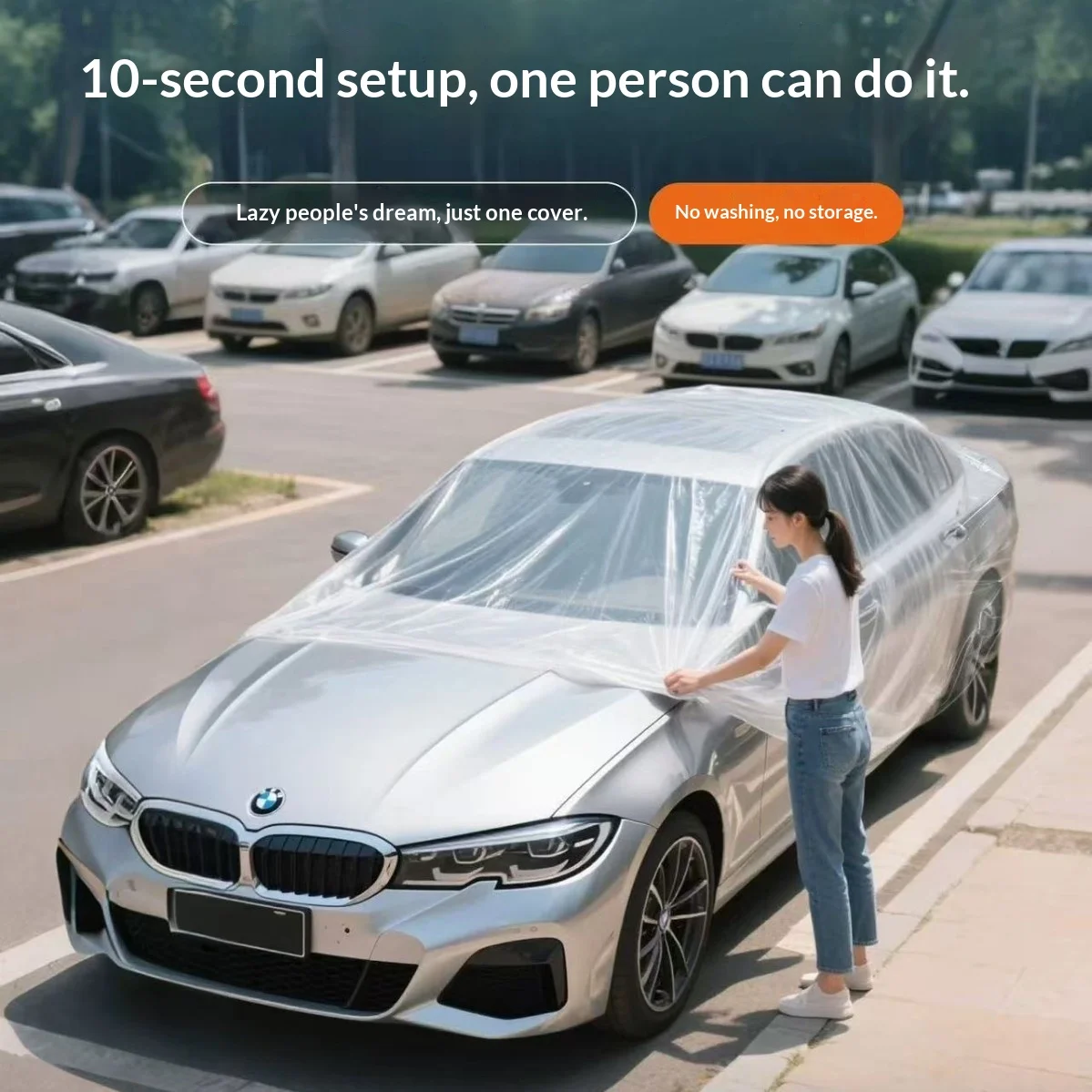 Disposable Transparent Universal Car Cover, PEVA Dustproof & Scratch-Free Auto Protector for Indoor Vehicle Exterior Protection