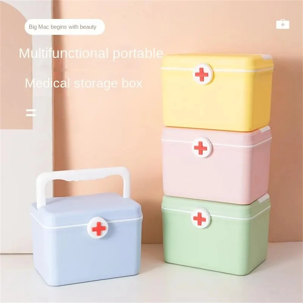 Macaroon Coloured Medicine Box Family Household Large-capacity Multi-layer Drug Medicine Storage Box