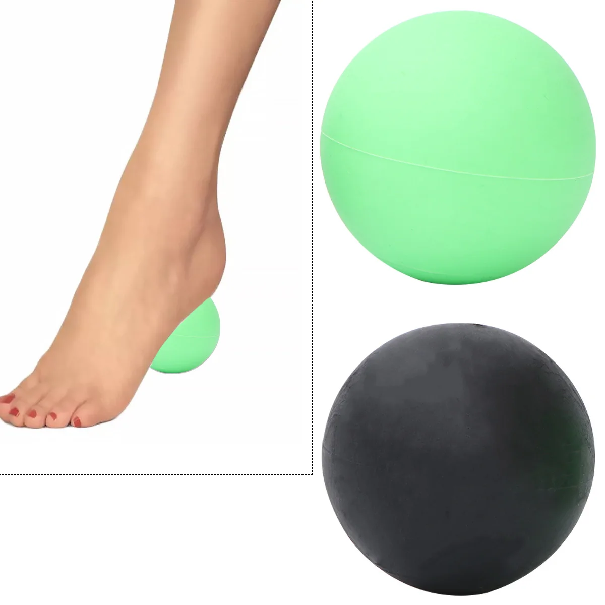 2 قطعة تدليك مرونة الظهر الأسطوانة الكرة اضافية شركة العضلات الأسطوانة للاسترخاء الأنسجة العميقة اليوغا بيلاتيس الانتعاش أسود أخضر #1