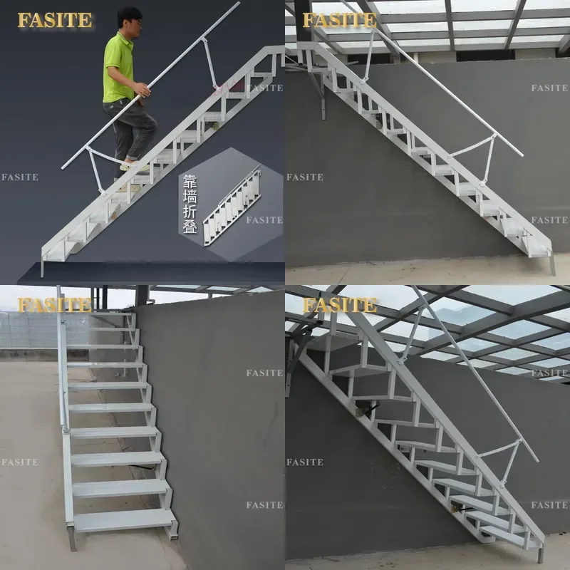 For Aluminum Alloy Folding Wall Ladder Indoor Outdoor Storage Stairs Villa Duplex Fire Escape Space Saving Compact Design